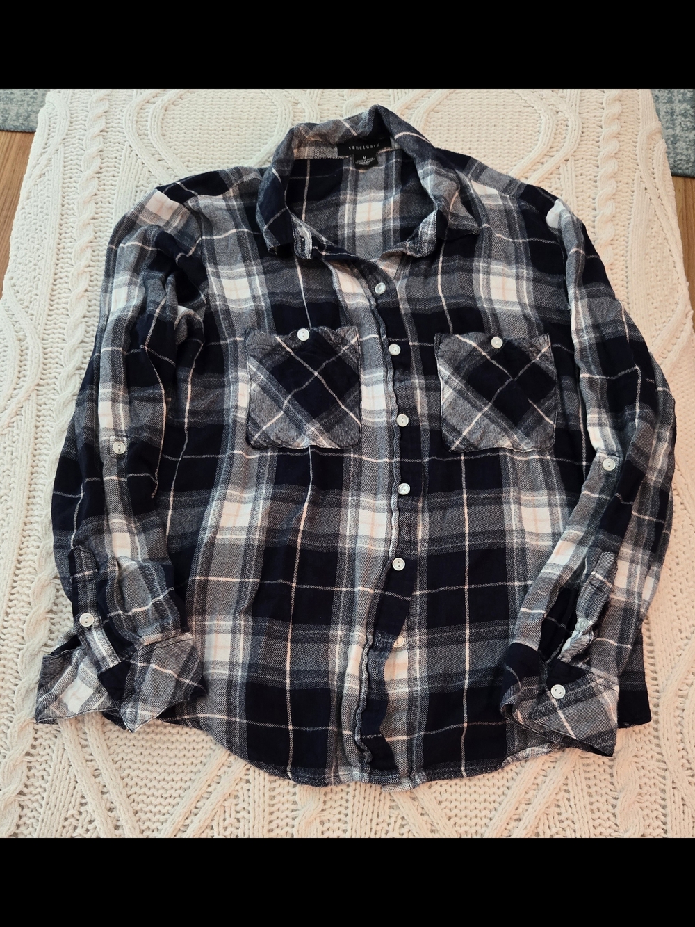 Sanctuary, women's Plaid Flannel Shirt Button-Up M